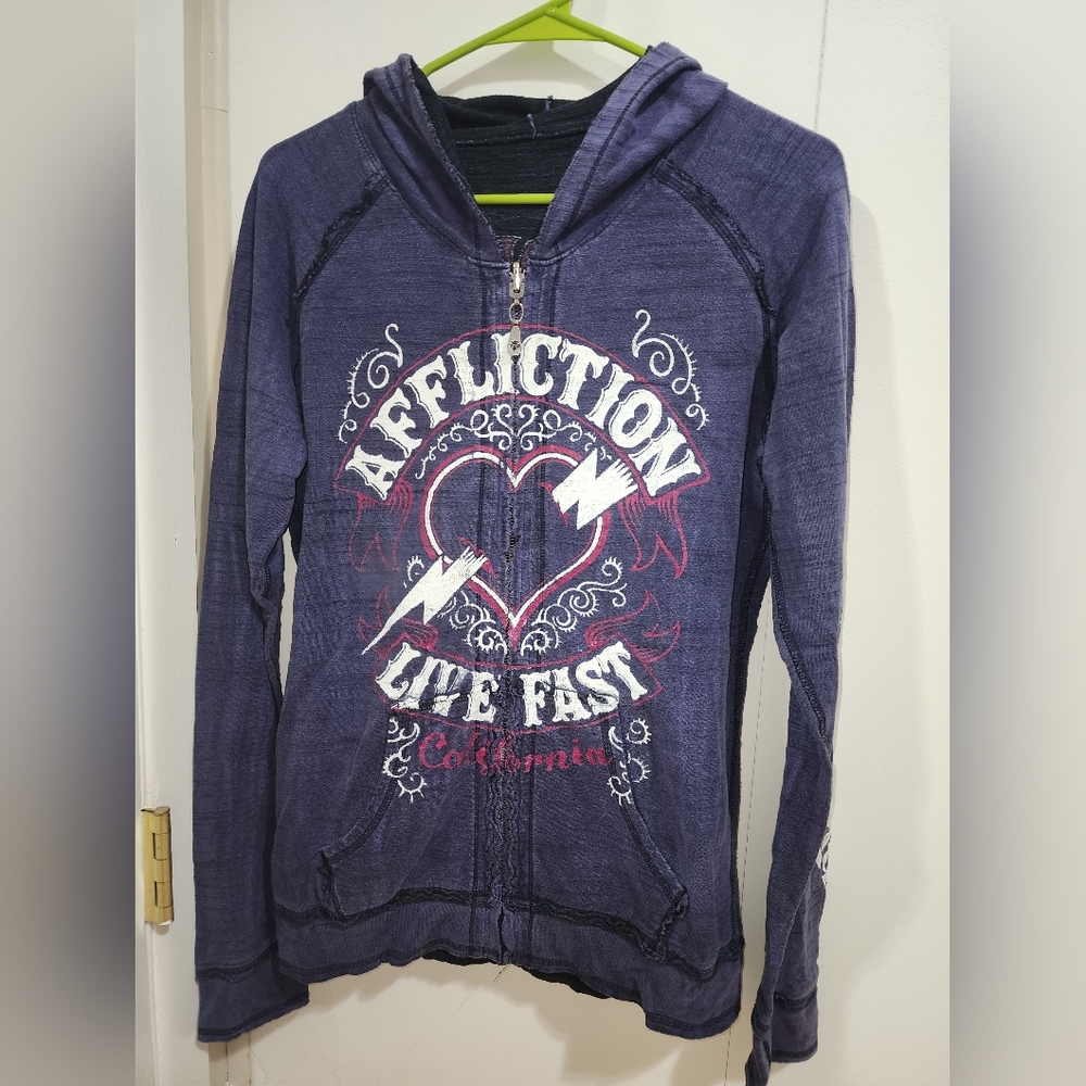 Affliction reversible hoodie